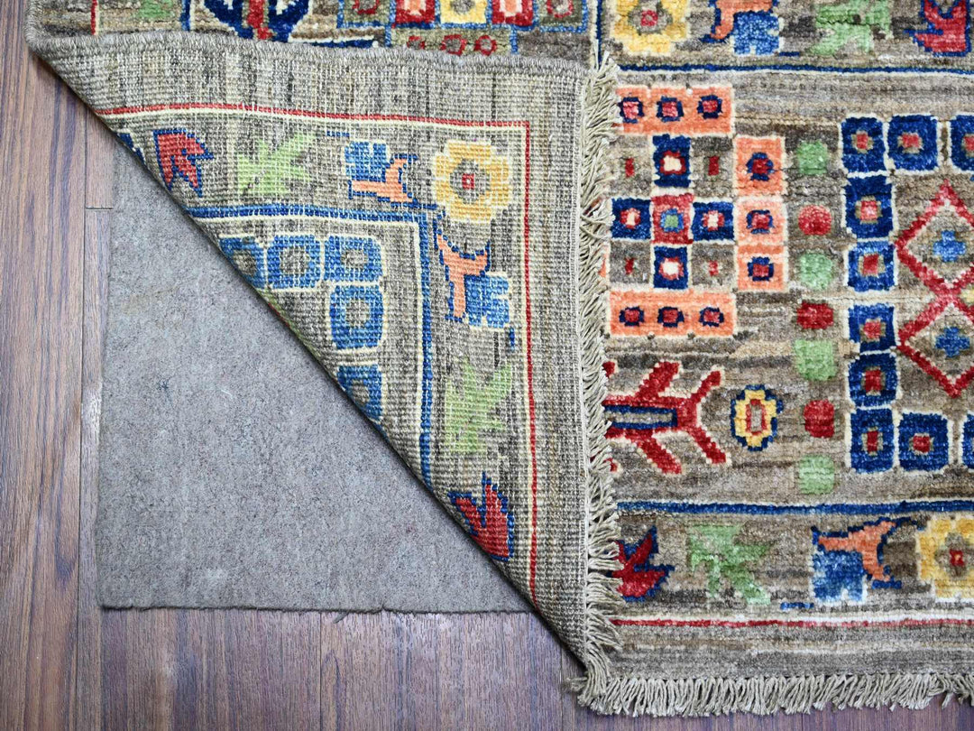 8'0" x 9'10" New Hand Knotted Grey Wool Rectangle Oriental Rug - MOA10288193