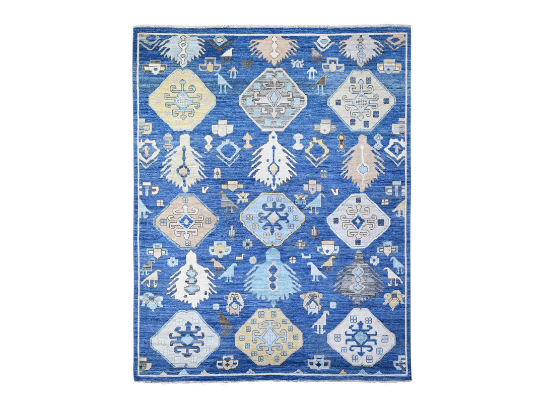 8'8" x 11'3" New Hand Knotted Blue Wool Rectangle Oriental Rug - MOA10288197