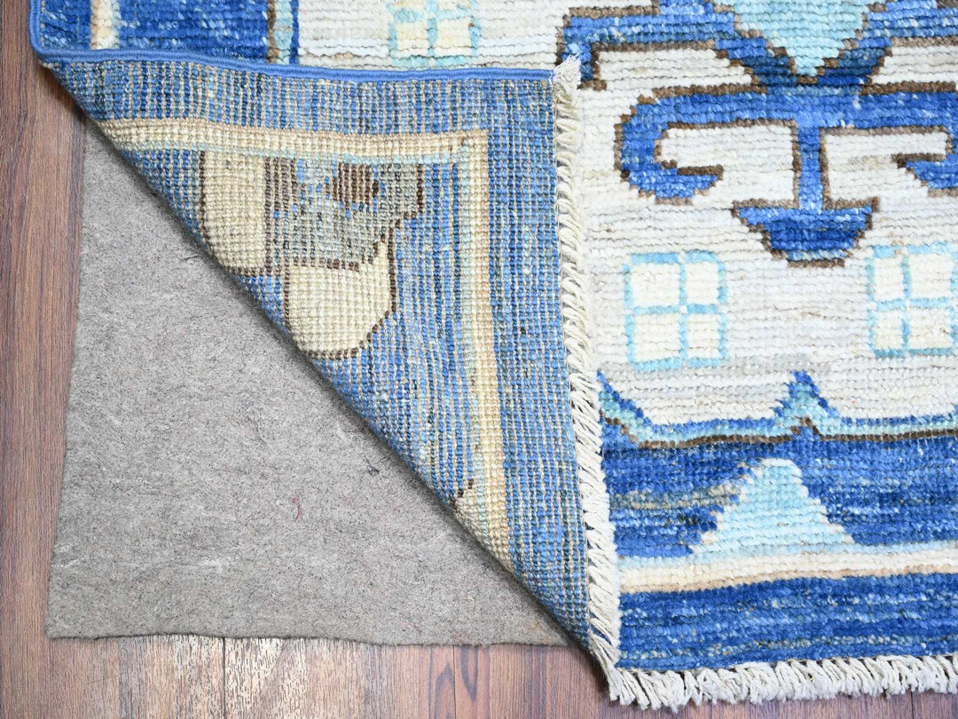 8'8" x 11'3" New Hand Knotted Blue Wool Rectangle Oriental Rug - MOA10288197
