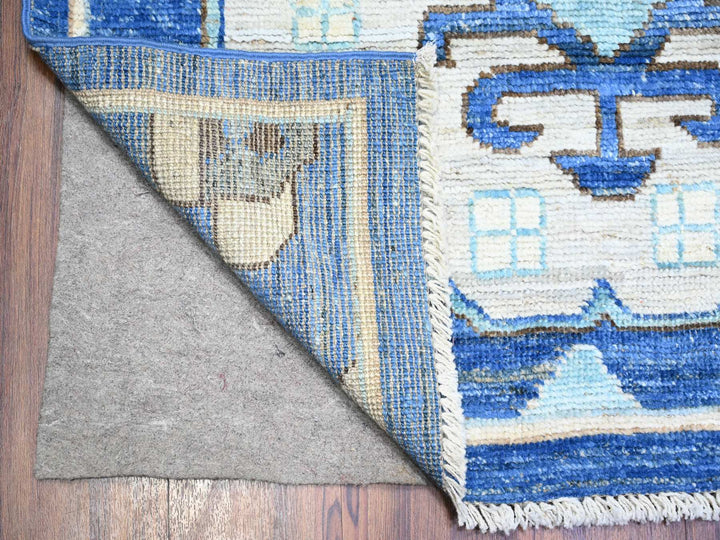 8'8" x 11'3" New Hand Knotted Blue Wool Rectangle Oriental Rug - MOA10288197