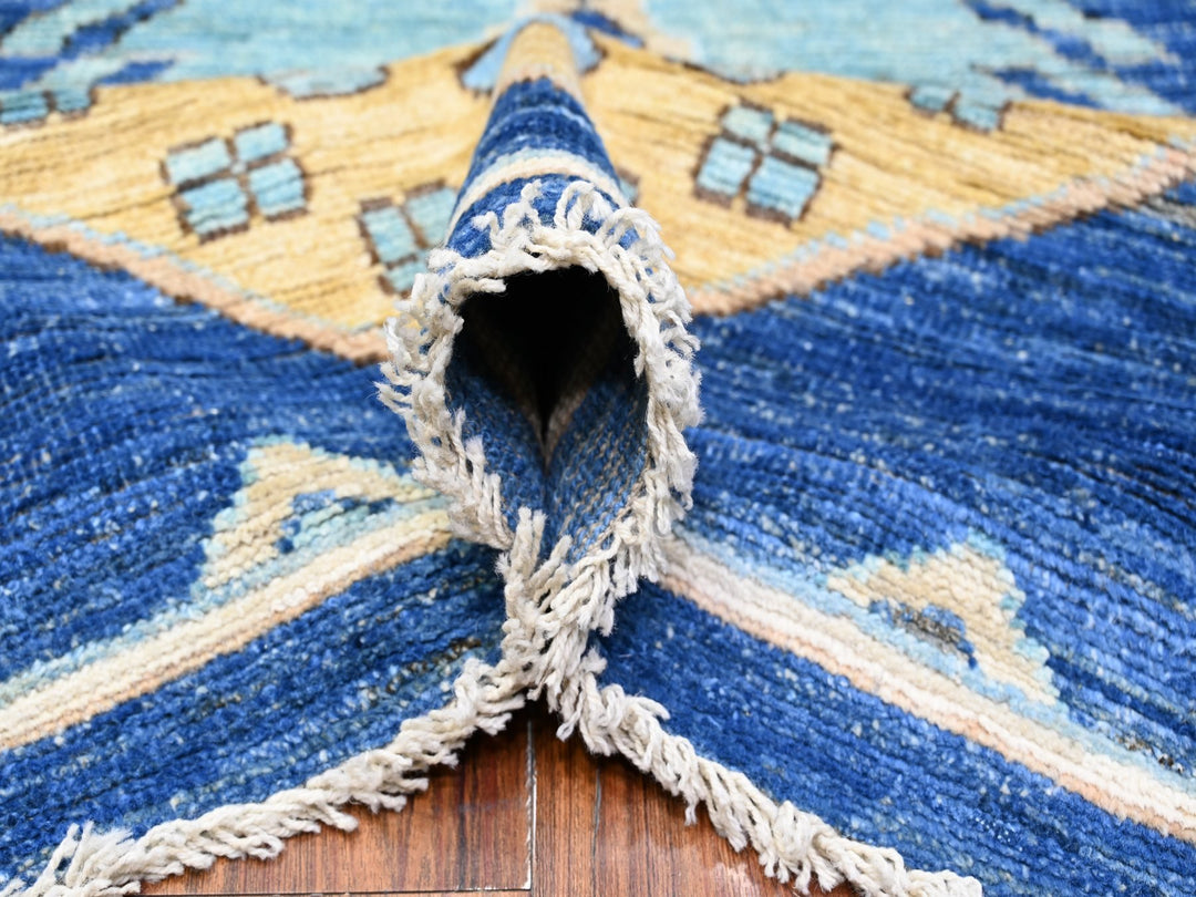 8'8" x 11'3" New Hand Knotted Blue Wool Rectangle Oriental Rug - MOA10288197