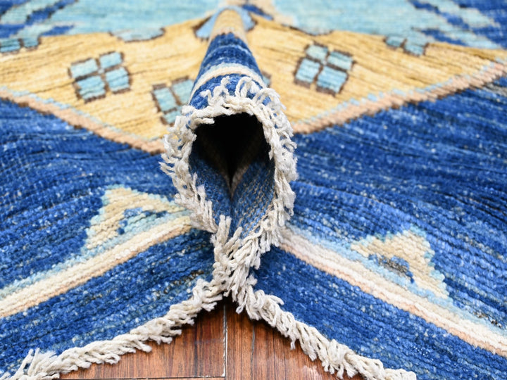 8'8" x 11'3" New Hand Knotted Blue Wool Rectangle Oriental Rug - MOA10288197