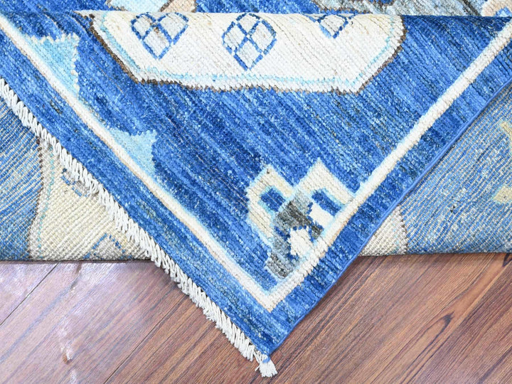 8'8" x 11'3" New Hand Knotted Blue Wool Rectangle Oriental Rug - MOA10288197