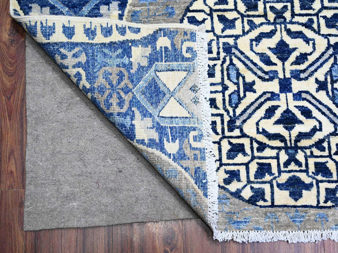 9'11" x 13'8" New Hand Knotted Blue Wool Rectangle Oriental Rug - MOA10288209