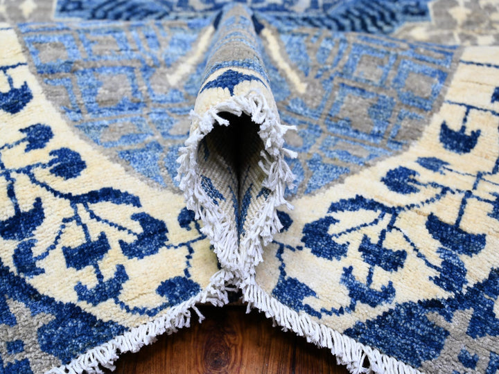 9'11" x 13'8" New Hand Knotted Blue Wool Rectangle Oriental Rug - MOA10288209