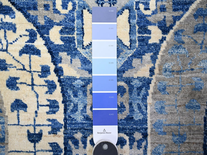 9'11" x 13'8" New Hand Knotted Blue Wool Rectangle Oriental Rug - MOA10288209