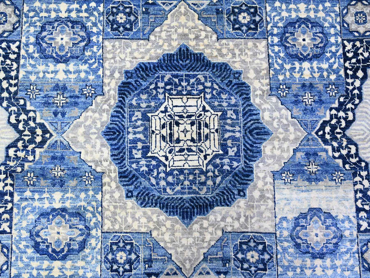 9'11" x 13'8" New Hand Knotted Blue Wool Rectangle Oriental Rug - MOA10288209