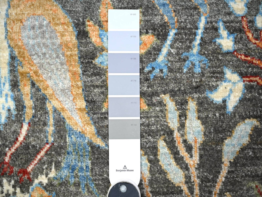 5'11" x 6'1" New Hand Knotted Grey Wool Round Oriental Rug - MOA10288211