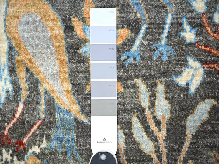 5'11" x 6'1" New Hand Knotted Grey Wool Round Oriental Rug - MOA10288211