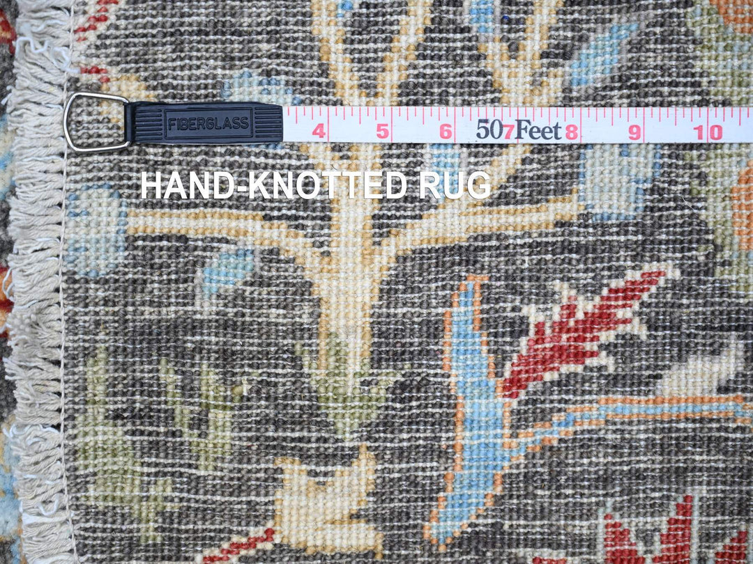 5'11" x 6'1" New Hand Knotted Grey Wool Round Oriental Rug - MOA10288211