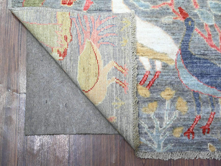 4'2" x 9'8" New Hand Knotted Grey Wool Runner Oriental Rug - MOA10288225