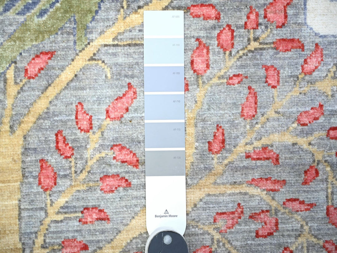 4'2" x 9'8" New Hand Knotted Grey Wool Runner Oriental Rug - MOA10288225