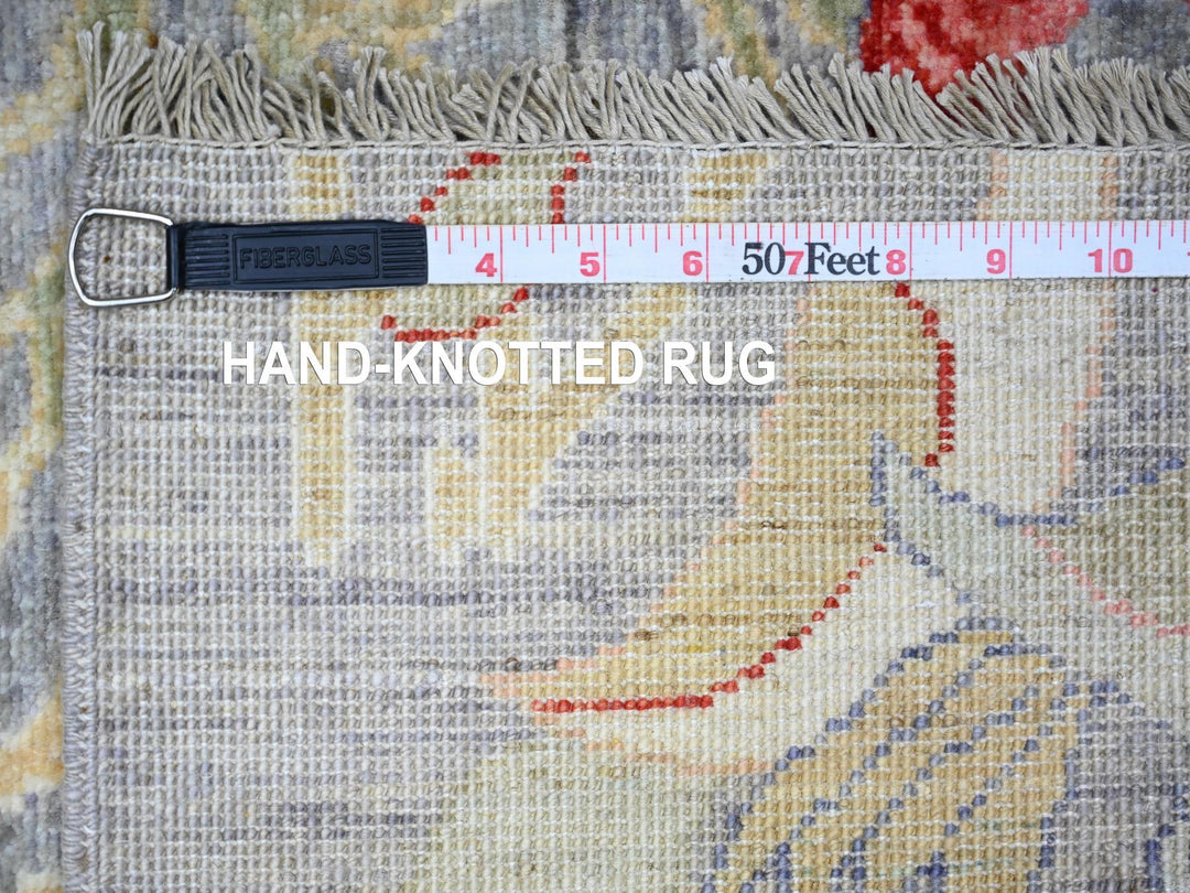 4'2" x 9'8" New Hand Knotted Grey Wool Runner Oriental Rug - MOA10288225