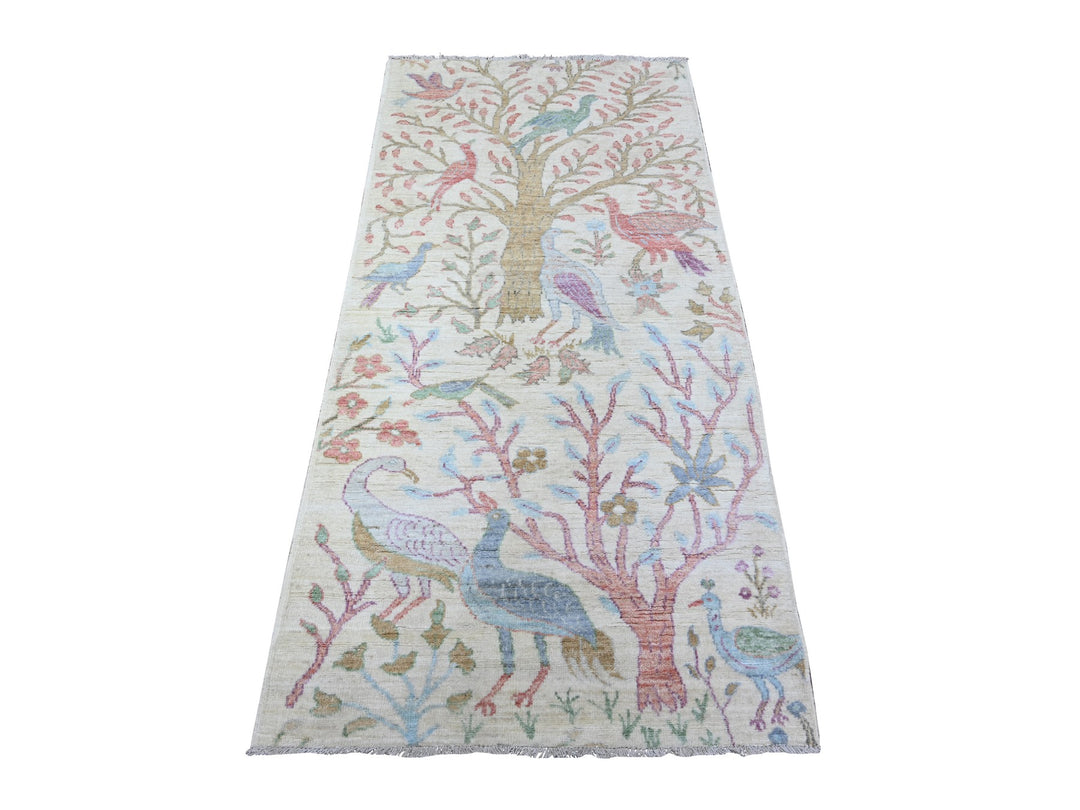 2'11" x 6'1" New Hand Knotted Ivory Wool Runner Oriental Rug - MOA10288229