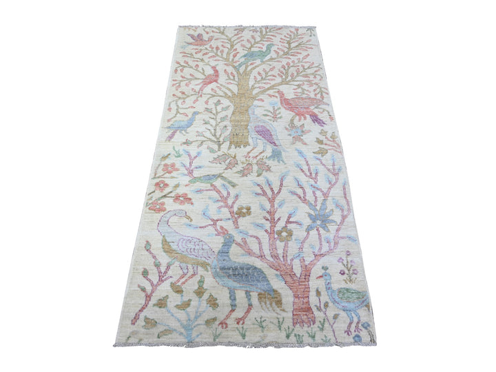 2'11" x 6'1" New Hand Knotted Ivory Wool Runner Oriental Rug - MOA10288229