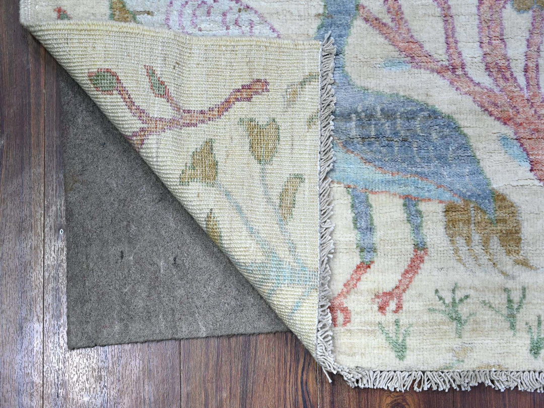 2'11" x 6'1" New Hand Knotted Ivory Wool Runner Oriental Rug - MOA10288229