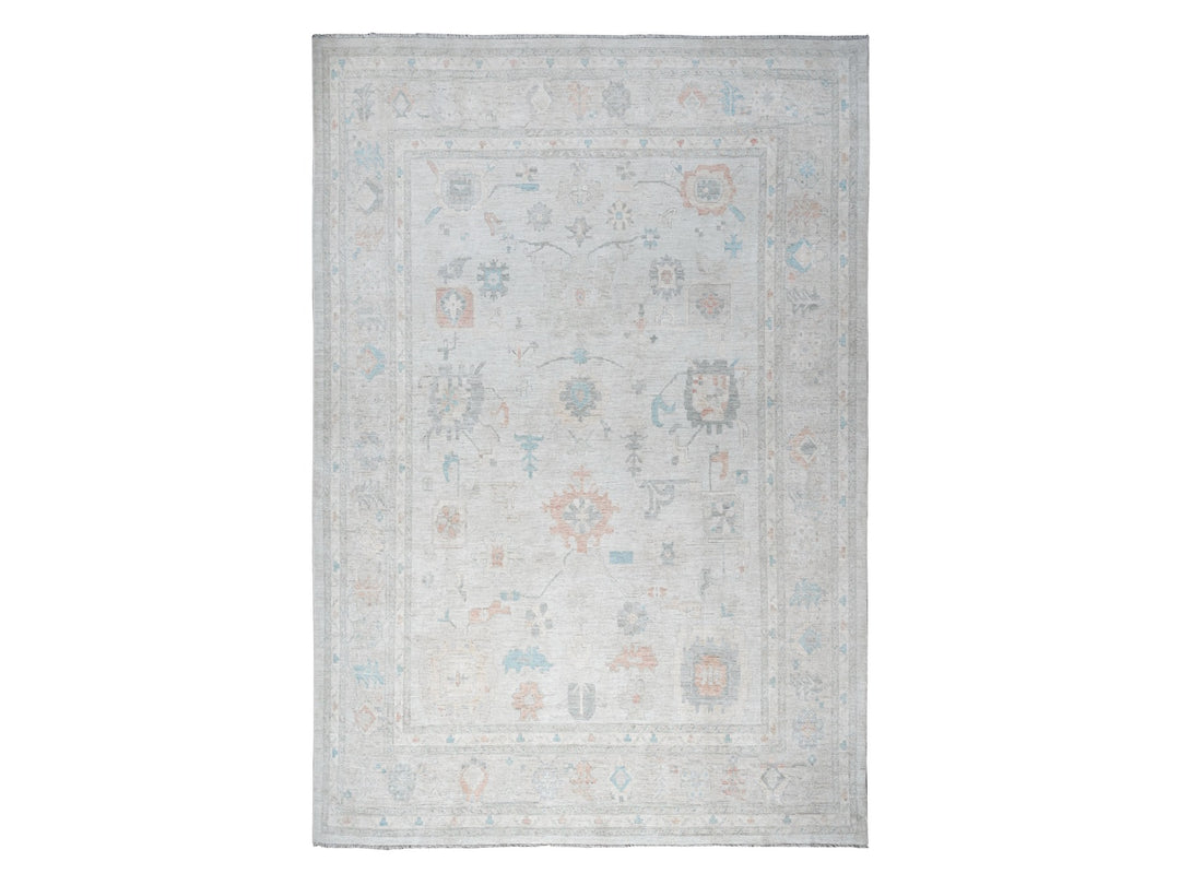 14'0" x 17'6" New Hand Knotted Grey Wool Rectangle Oriental Rug - MOA10288232
