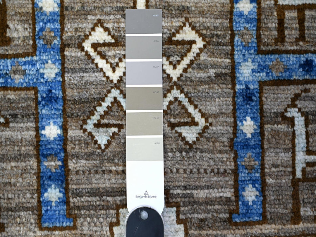 4'1" x 9'10" New Hand Knotted Grey Wool Runner Oriental Rug - MOA10288240