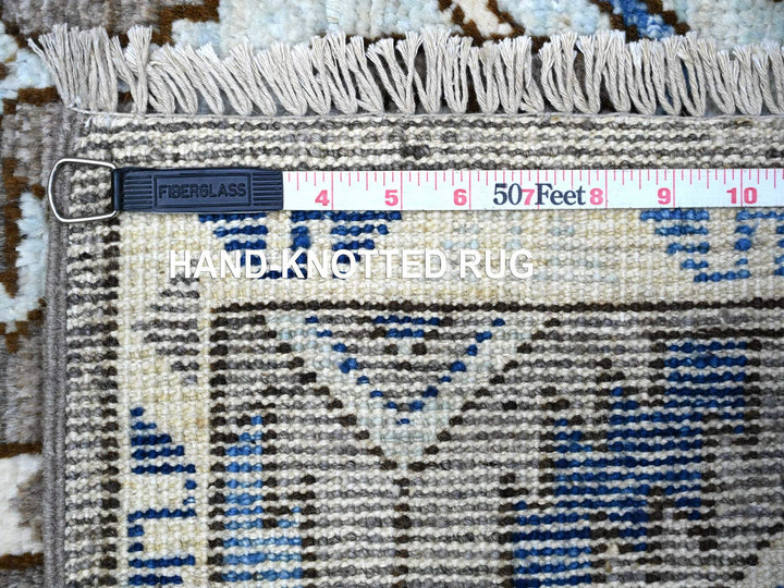 4'1" x 9'10" New Hand Knotted Grey Wool Runner Oriental Rug - MOA10288240