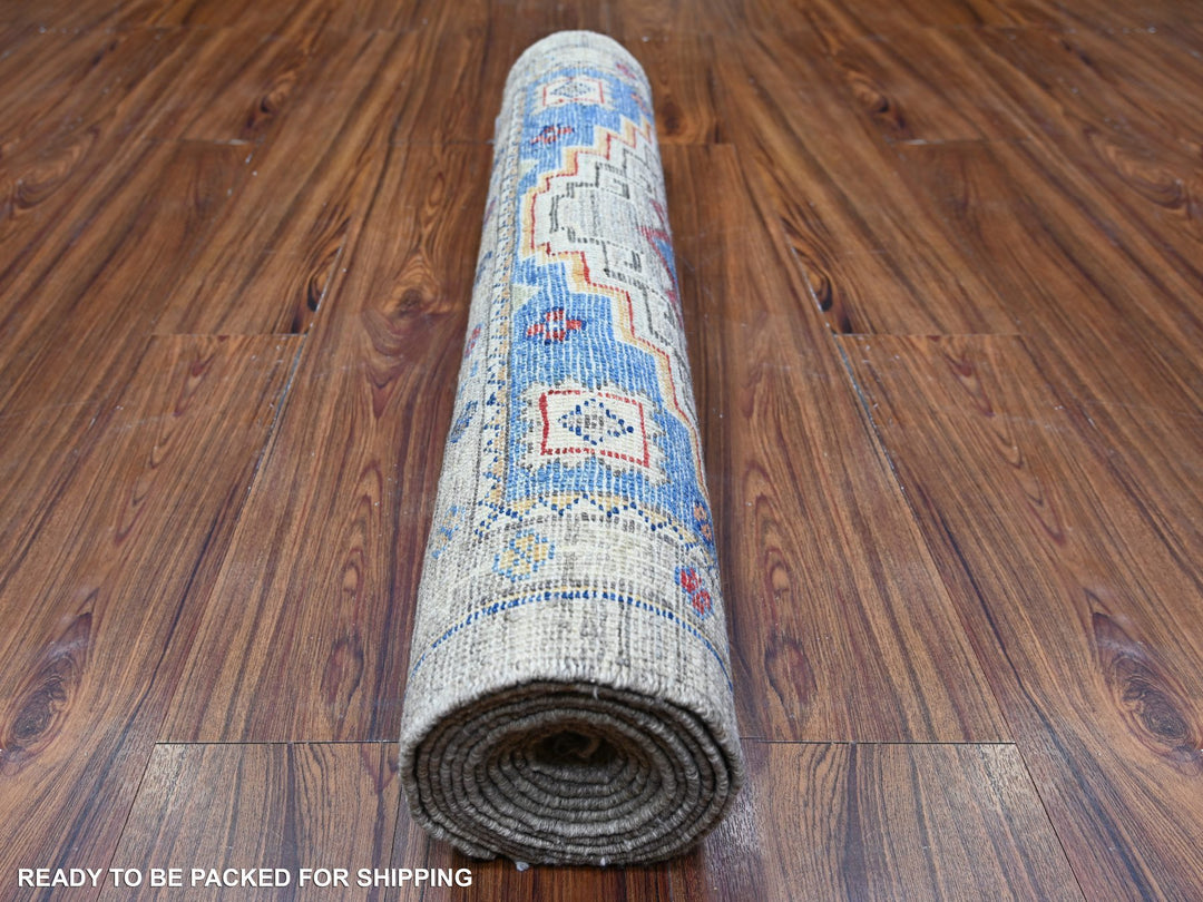 3'0" x 11'8" New Hand Knotted Grey Wool Runner Oriental Rug - MOA10288242