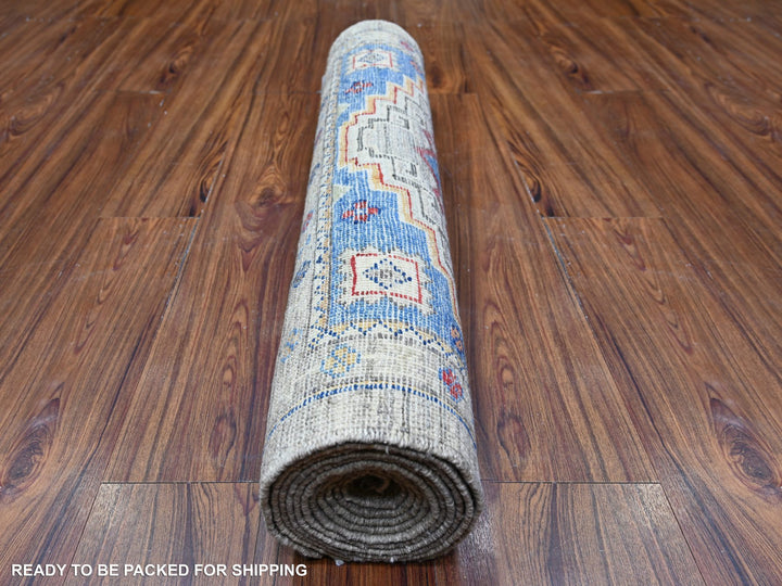 3'0" x 11'8" New Hand Knotted Grey Wool Runner Oriental Rug - MOA10288242