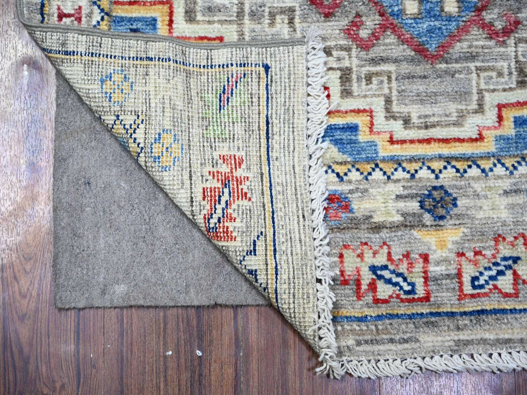 3'1" x 9'9" New Hand Knotted Grey Wool Runner Oriental Rug - MOA10288247