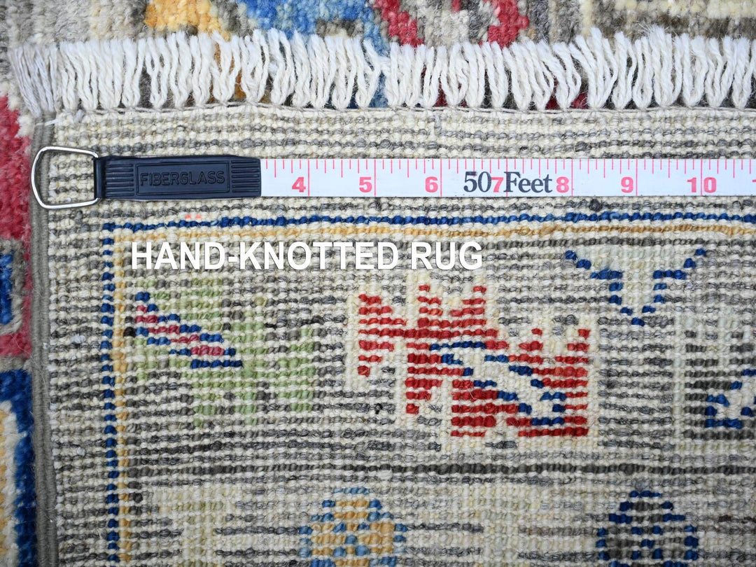 3'1" x 9'9" New Hand Knotted Grey Wool Runner Oriental Rug - MOA10288247