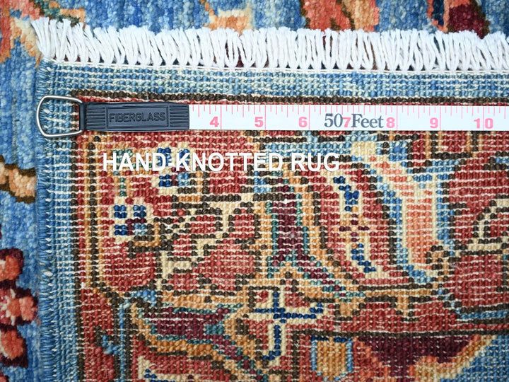 3'7" x 21'8" New Hand Knotted Blue Wool Runner Oriental Rug - MOA10288253