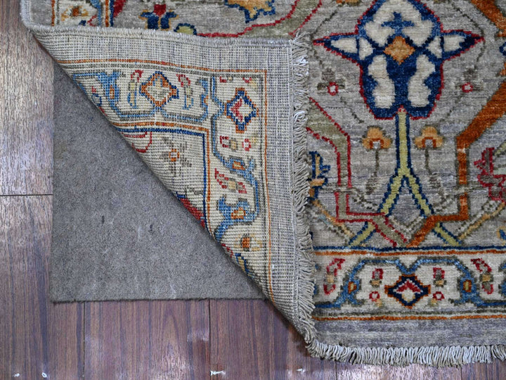 3'1" x 8'2" New Hand Knotted Grey Wool Runner Oriental Rug - MOA10288261