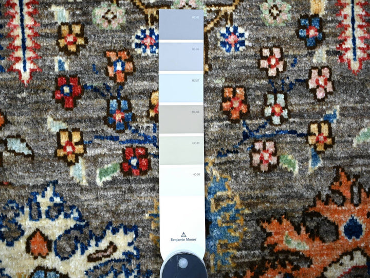 8'2" x 9'11" New Hand Knotted Grey Wool Rectangle Oriental Rug - MOA10288268