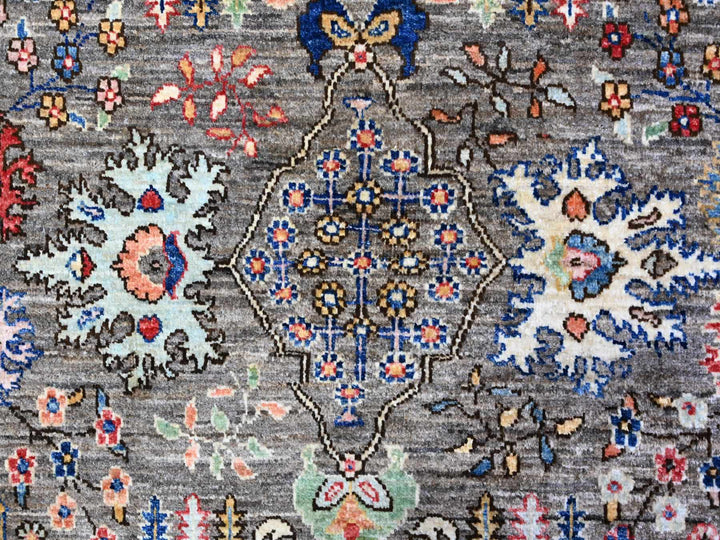 8'2" x 9'11" New Hand Knotted Grey Wool Rectangle Oriental Rug - MOA10288268