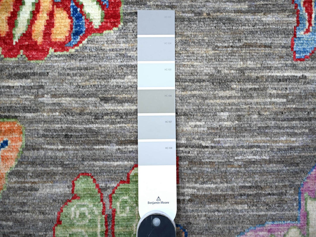 7'8" x 9'7" New Hand Knotted Grey Wool Rectangle Oriental Rug - MOA10288278