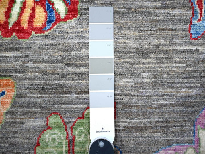 7'8" x 9'7" New Hand Knotted Grey Wool Rectangle Oriental Rug - MOA10288278