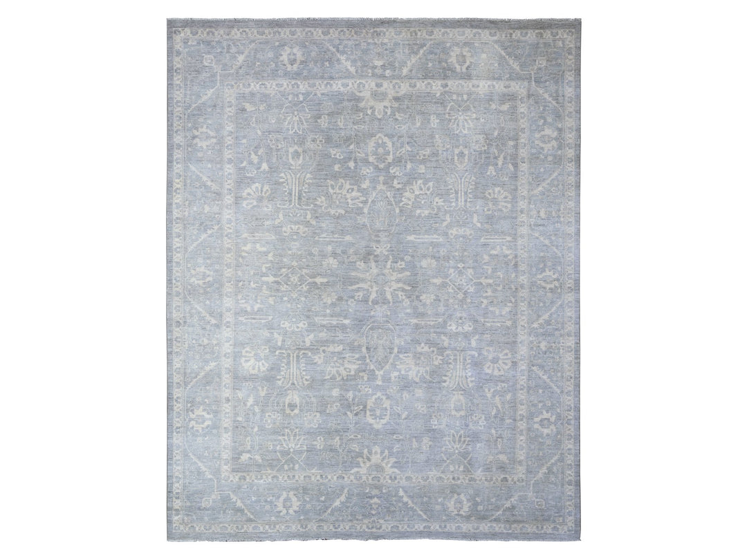 9'4" x 11'5" New Hand Knotted Grey Wool Rectangle Oriental Rug - MOA10288282