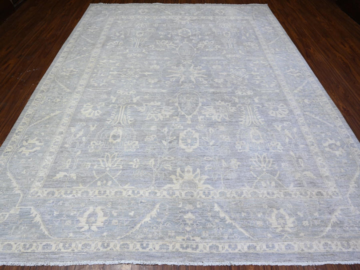 9'4" x 11'5" New Hand Knotted Grey Wool Rectangle Oriental Rug - MOA10288282