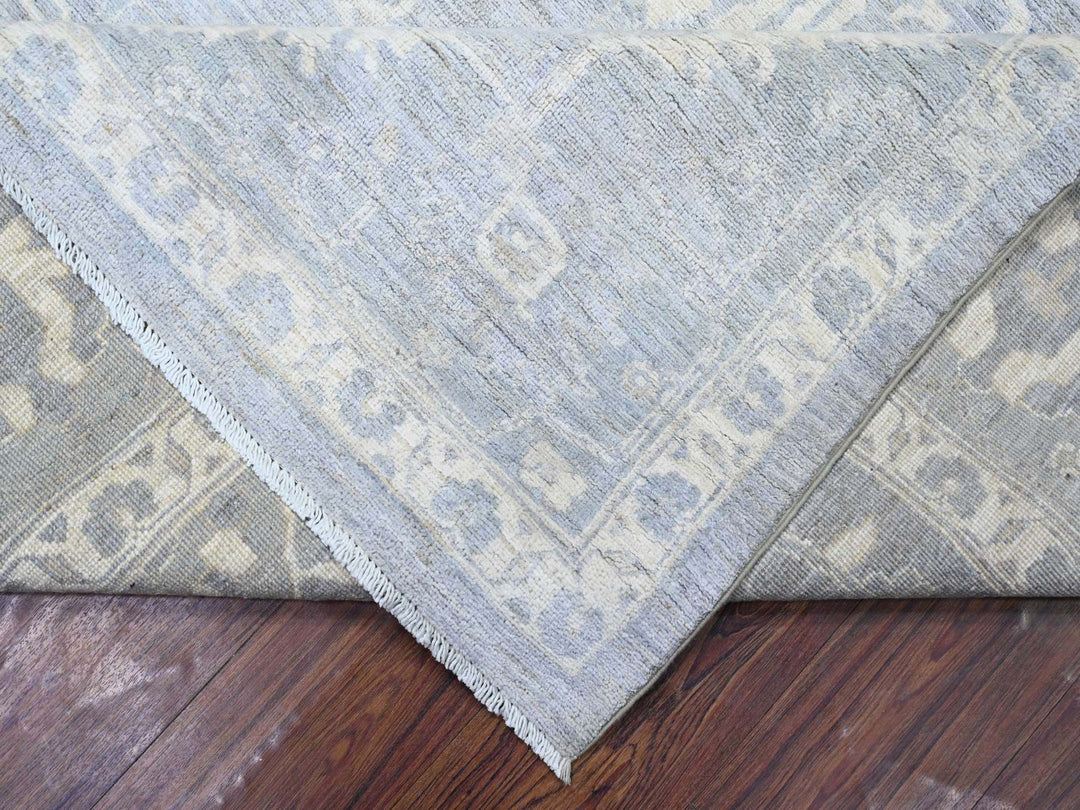 9'4" x 11'5" New Hand Knotted Grey Wool Rectangle Oriental Rug - MOA10288282