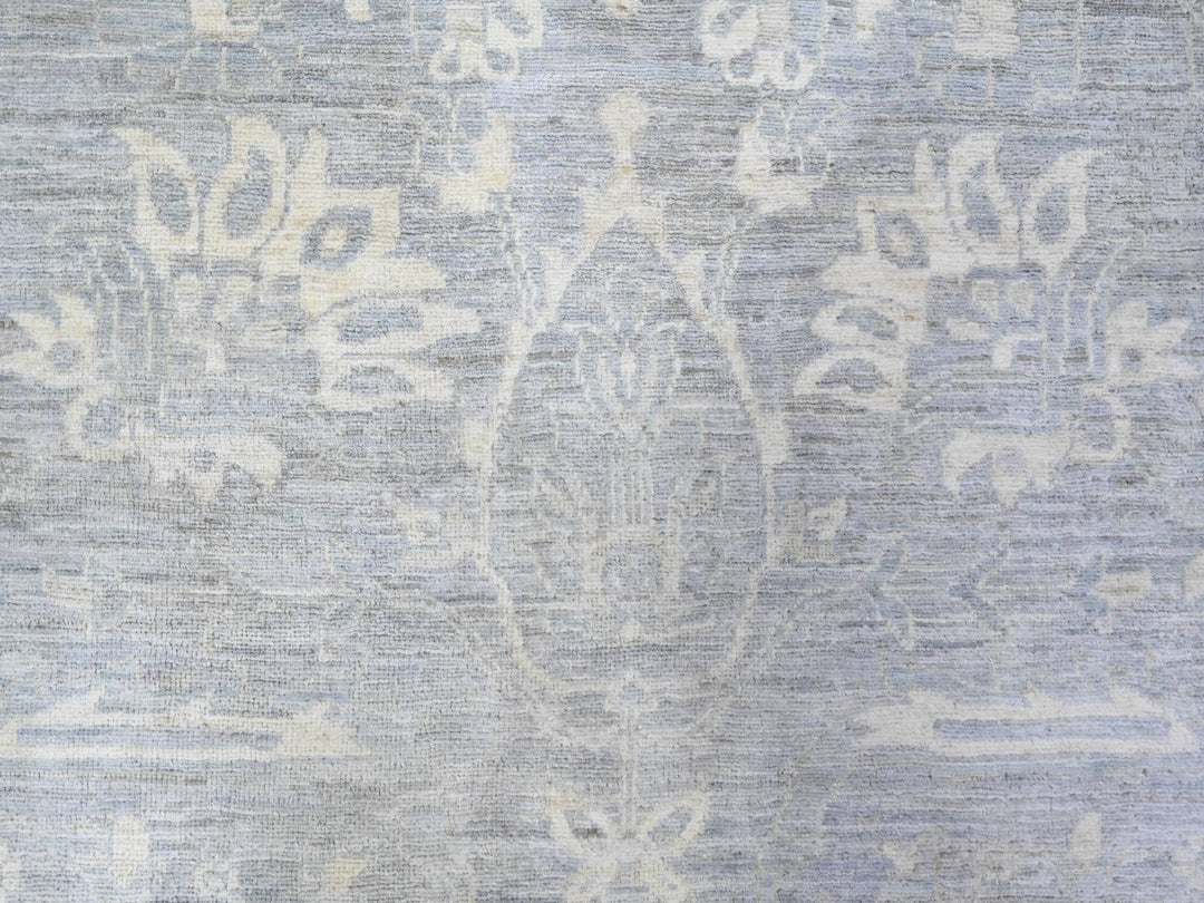 9'4" x 11'5" New Hand Knotted Grey Wool Rectangle Oriental Rug - MOA10288282