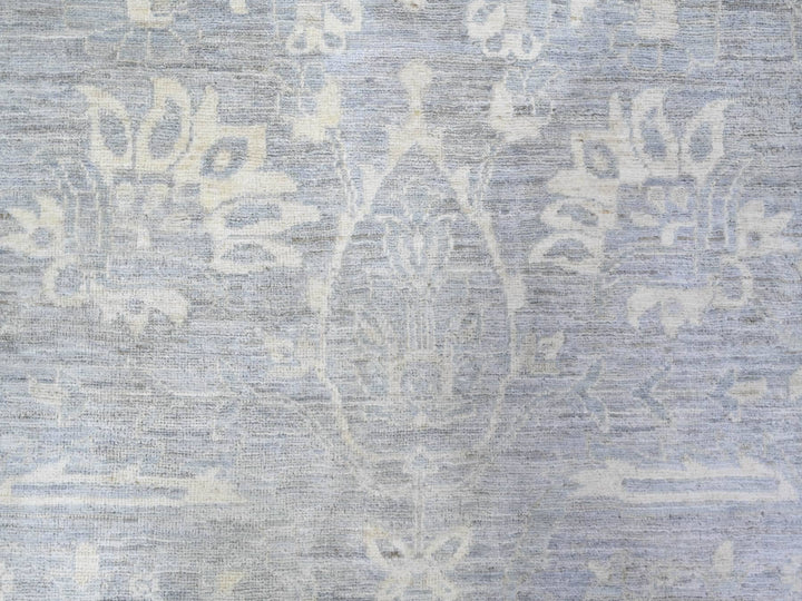 9'4" x 11'5" New Hand Knotted Grey Wool Rectangle Oriental Rug - MOA10288282