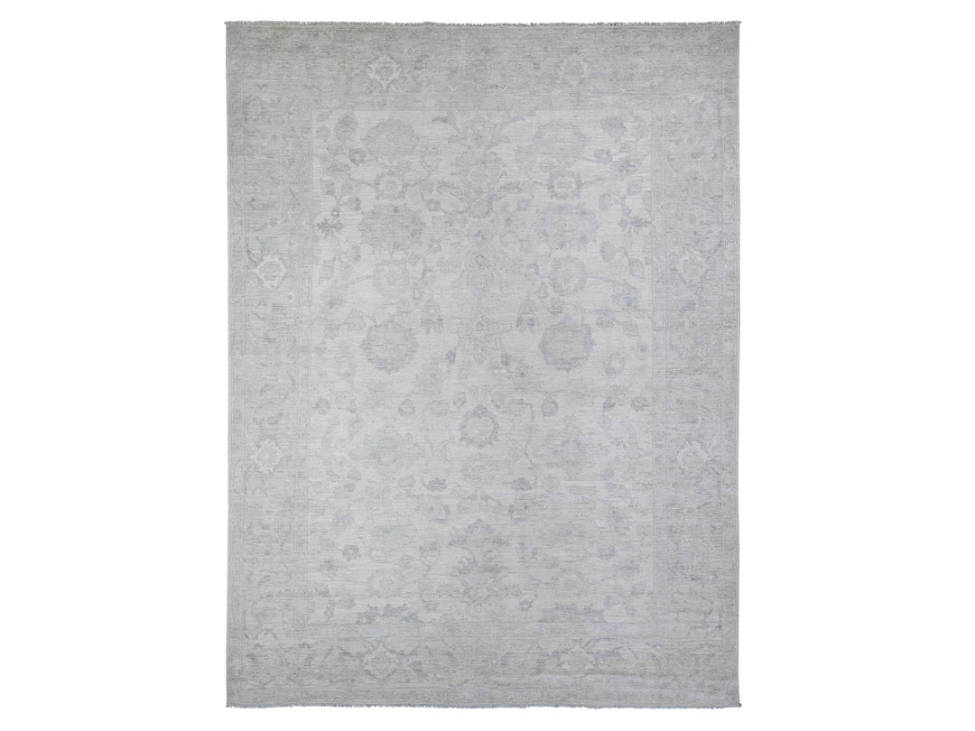 8'8" x 11'5" New Hand Knotted Ivory Wool Rectangle Oriental Rug - MOA10288297