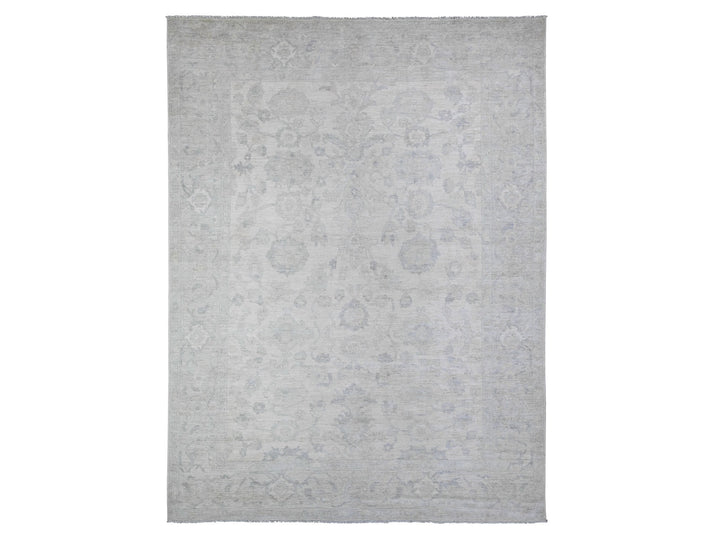 8'8" x 11'5" New Hand Knotted Ivory Wool Rectangle Oriental Rug - MOA10288297