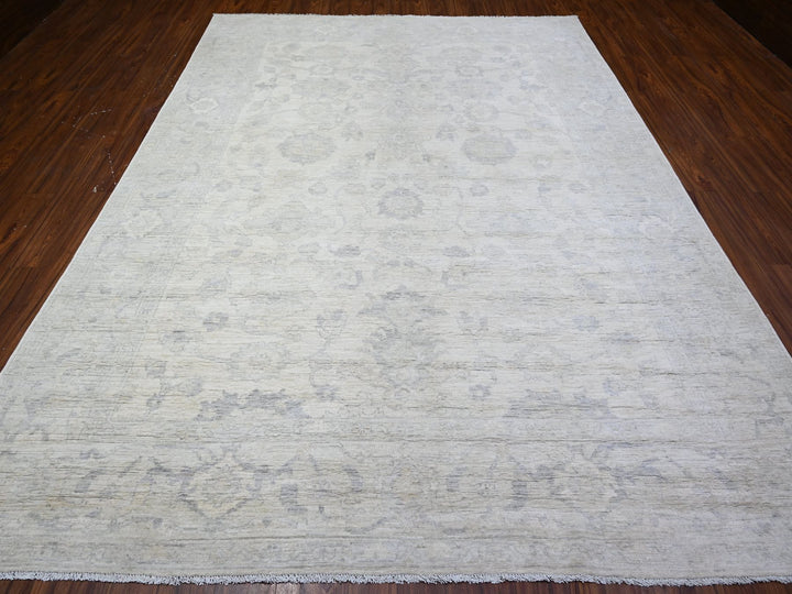 8'8" x 11'5" New Hand Knotted Ivory Wool Rectangle Oriental Rug - MOA10288297