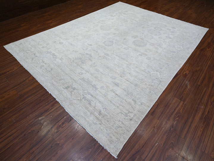 8'8" x 11'5" New Hand Knotted Ivory Wool Rectangle Oriental Rug - MOA10288297