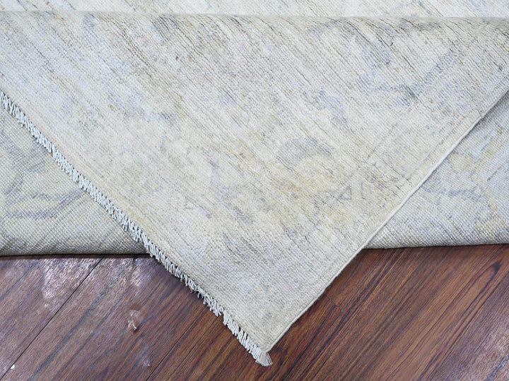 8'8" x 11'5" New Hand Knotted Ivory Wool Rectangle Oriental Rug - MOA10288297