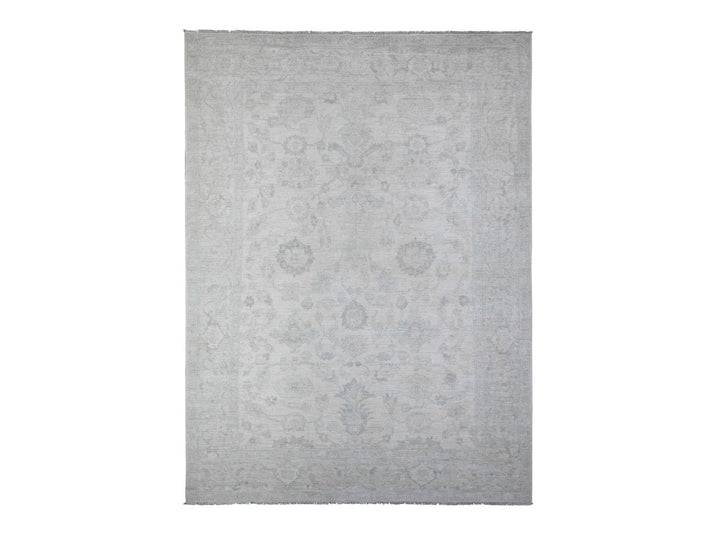 8'8" x 11'7" New Hand Knotted Ivory Wool Rectangle Oriental Rug - MOA10288299