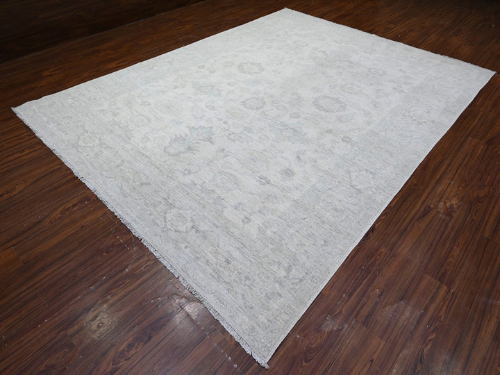 8'8" x 11'7" New Hand Knotted Ivory Wool Rectangle Oriental Rug - MOA10288299