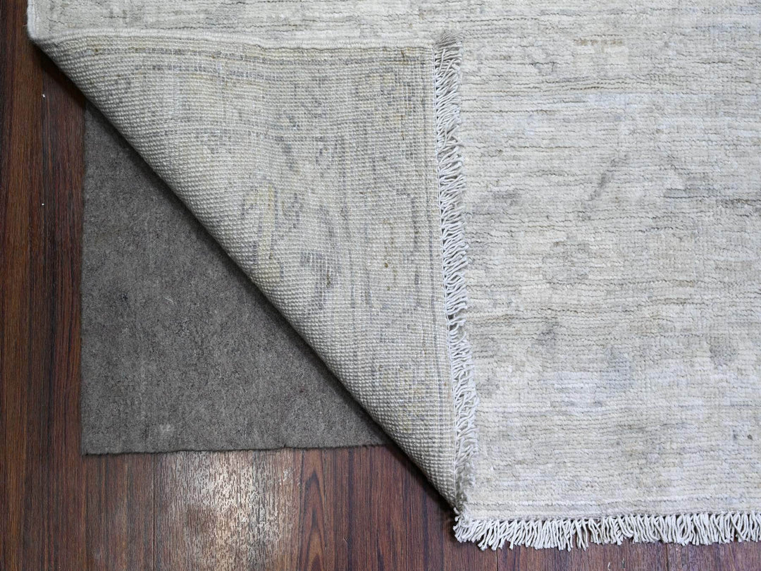 8'8" x 11'7" New Hand Knotted Ivory Wool Rectangle Oriental Rug - MOA10288299