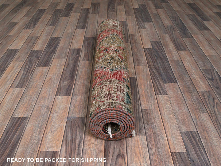 3'5" x 10'3" Vintage Hand Knotted Red Wool Runner Oriental Rug - MOA102882
