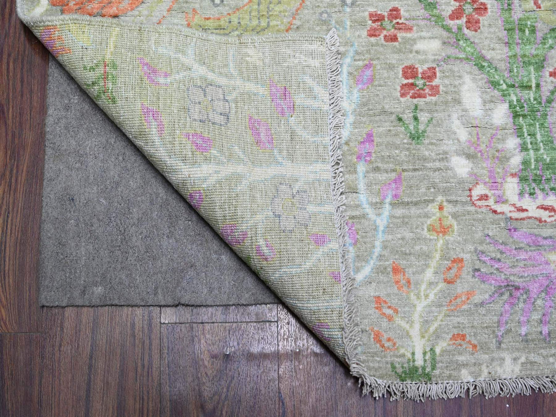 7'10" x 7'11" New Hand Knotted Green Wool Square Oriental Rug - MOA10288306