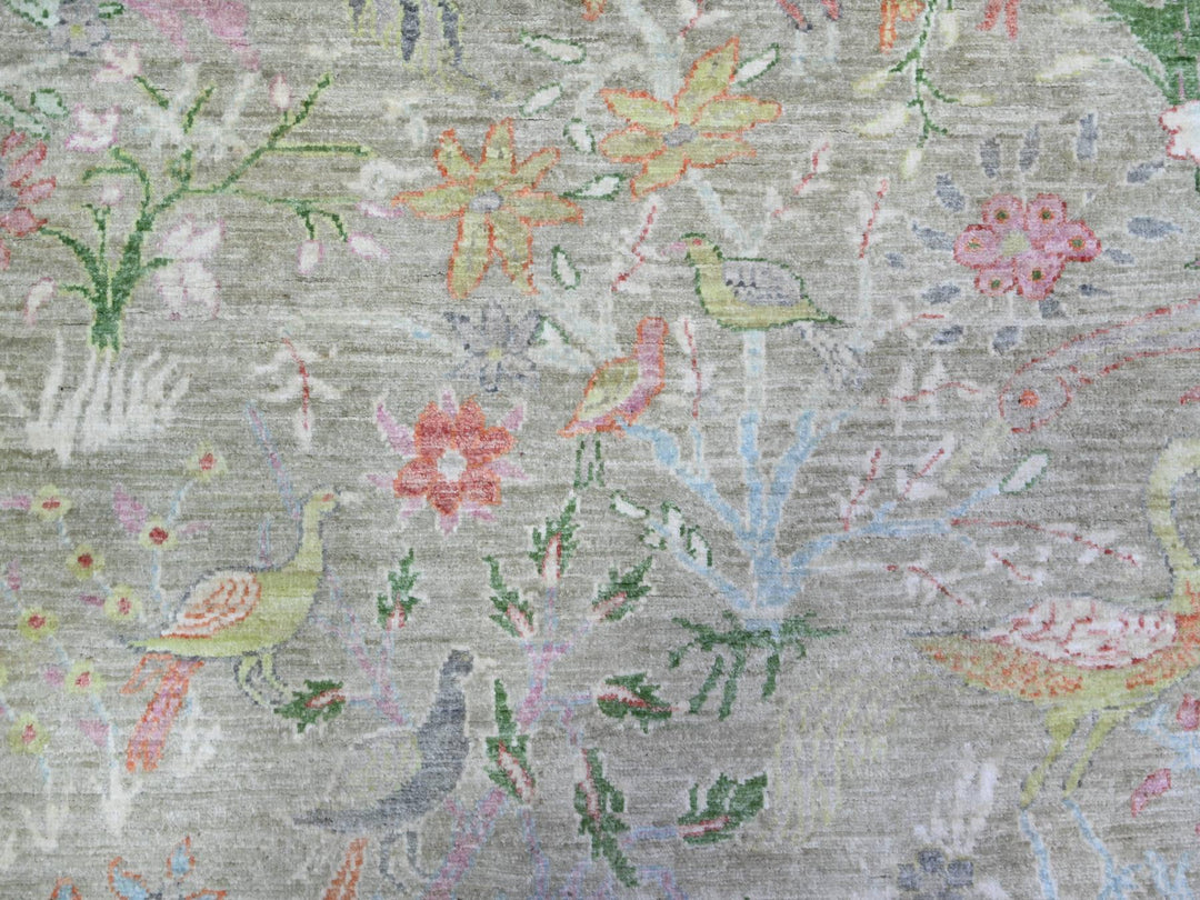 7'10" x 7'11" New Hand Knotted Green Wool Square Oriental Rug - MOA10288306