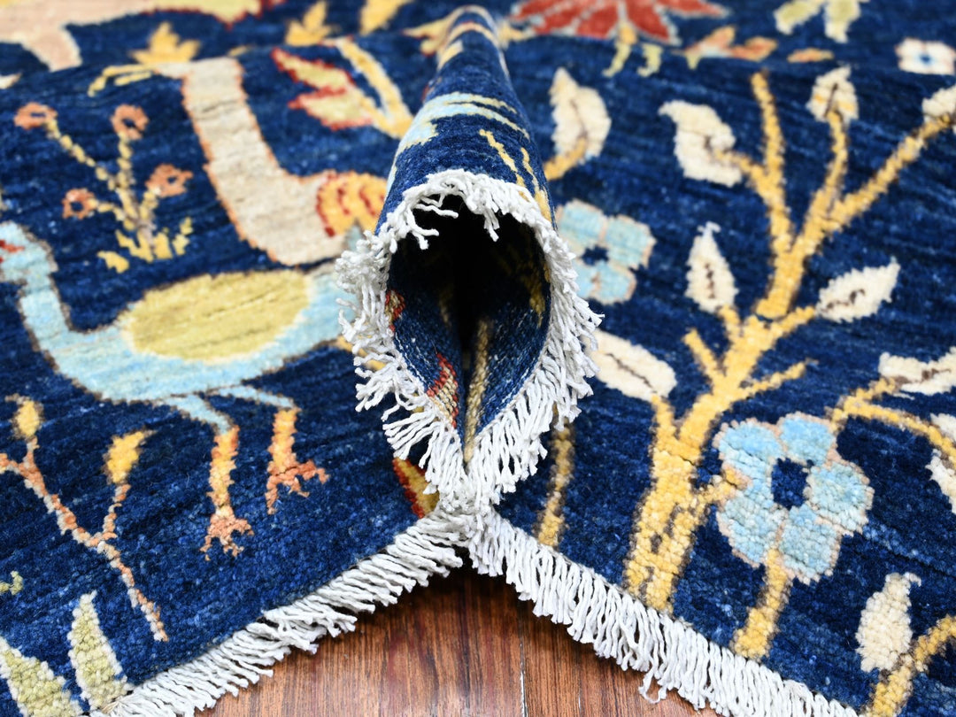 10'1" x 13'2" New Hand Knotted Blue Wool Rectangle Oriental Rug - MOA10288309